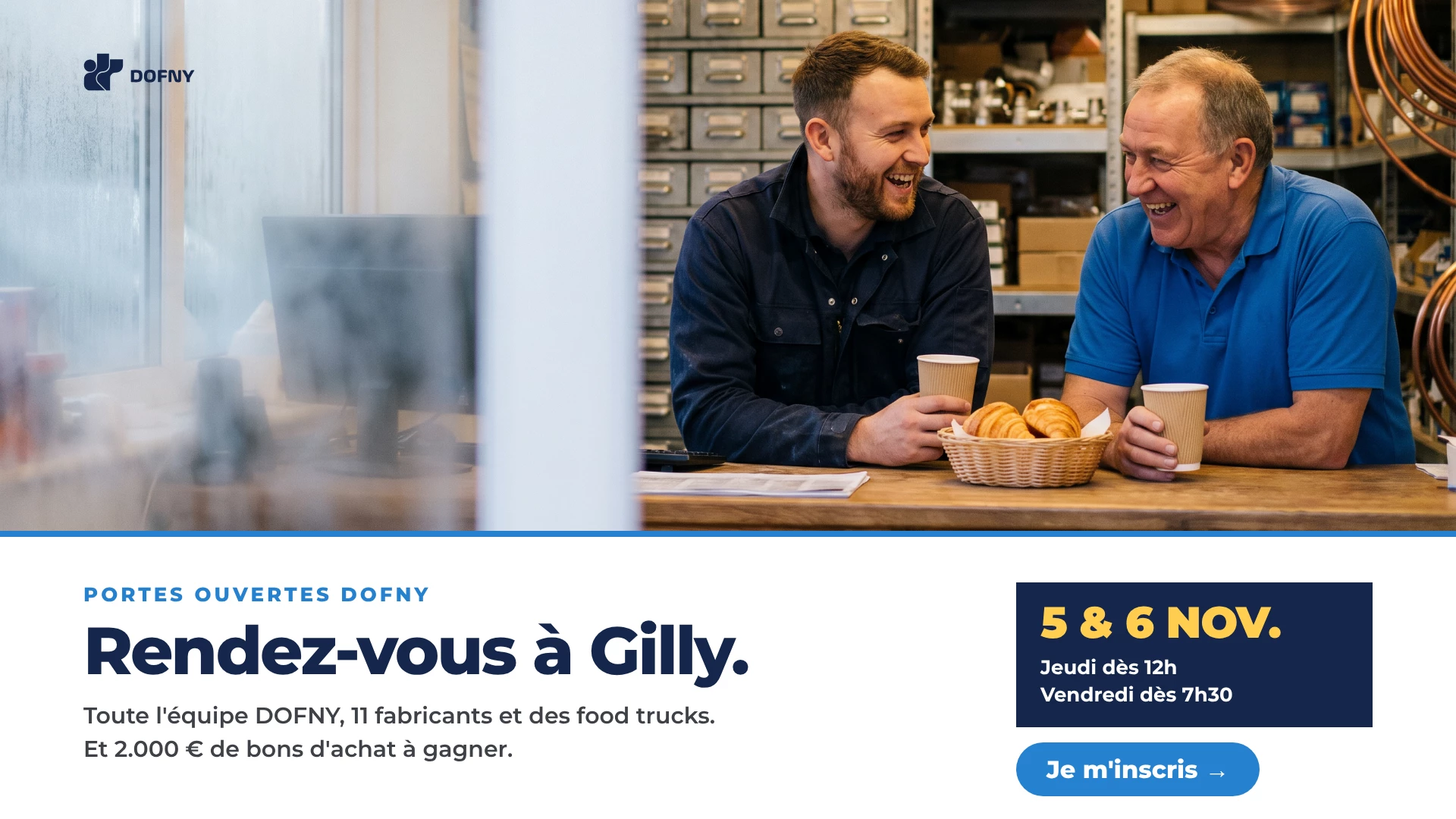Portes ouvertes DOFNY à Gilly, jeudi 5 et vendredi 6 novembre, 11 fabricants sur place, 2.000 € de bons d'achat à gagner. Je m'inscris.